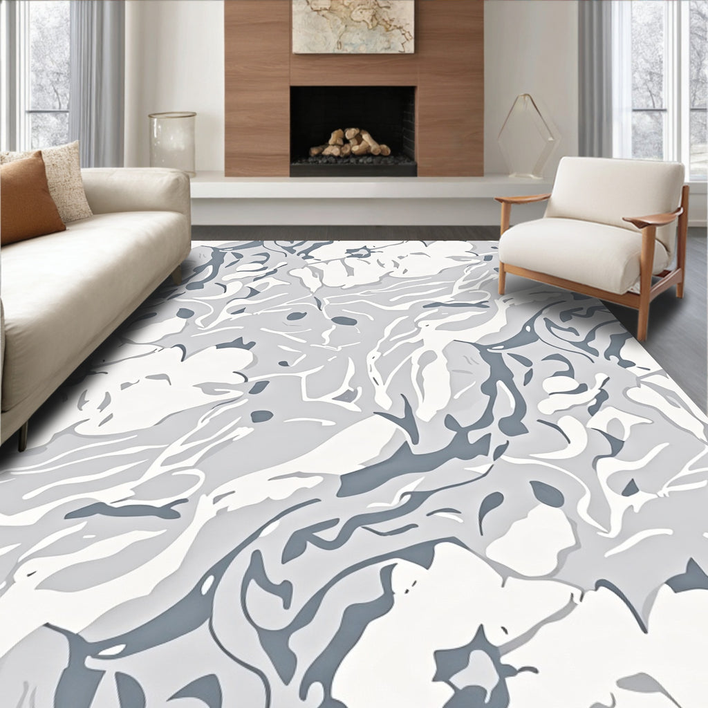 Abstract Floral Camouflage Pattern Rug
