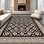 Classic Damask Patterned Contrasting Rug