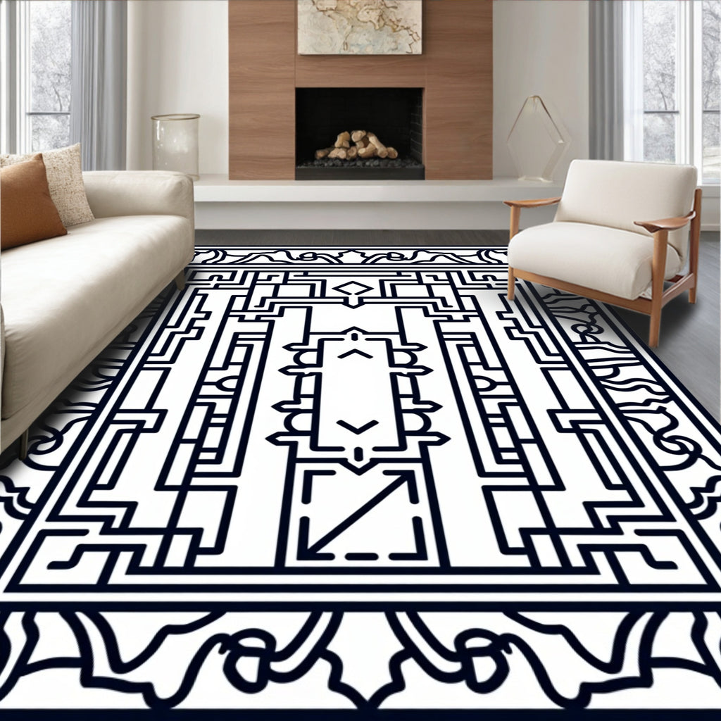 Abstract Line Art Geometric Rug Design Rug