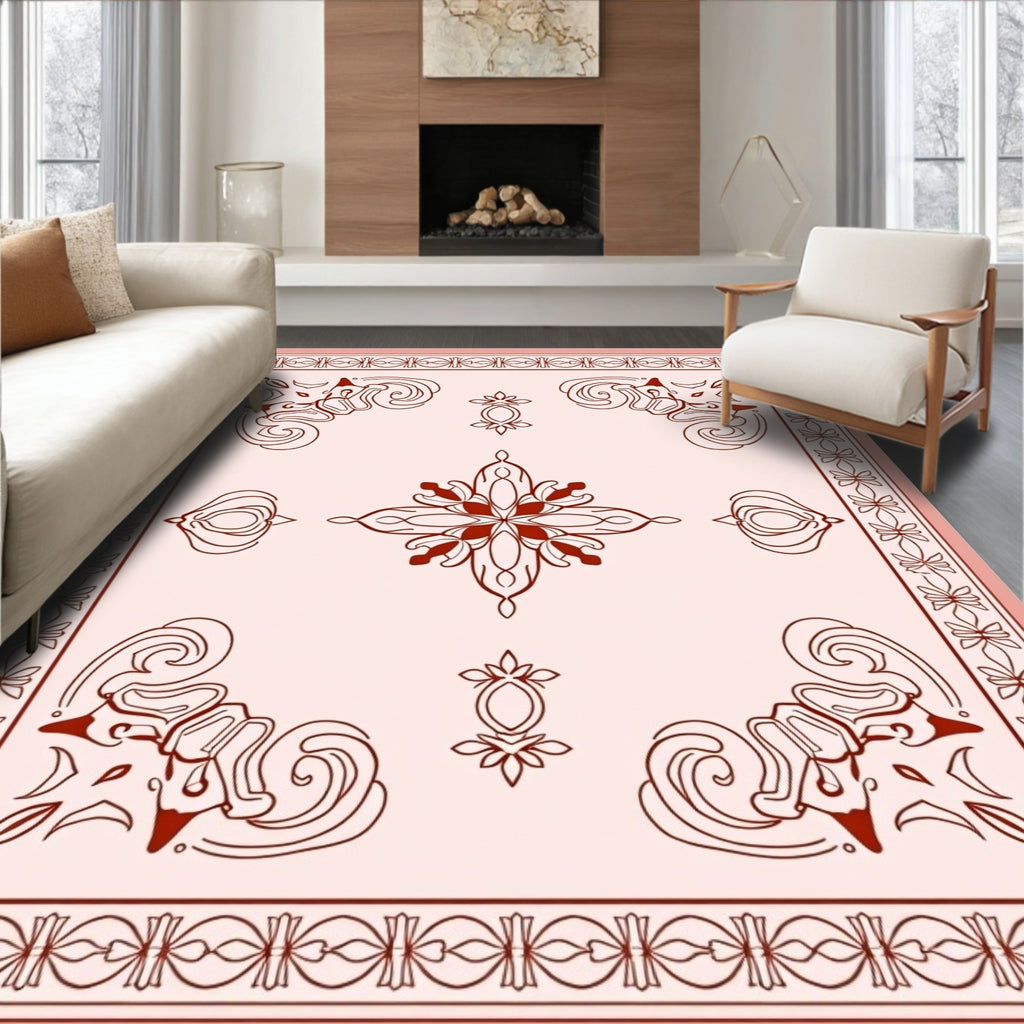 Elegant Floral Swirls Patterned Rug