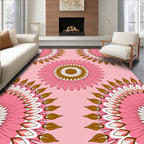 Tonal Pink Floral Mandala Pattern Rug