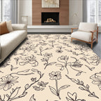 Delicate Outline Floral Branches Rug
