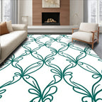 Teal Organic Scroll Vine Pattern Rug