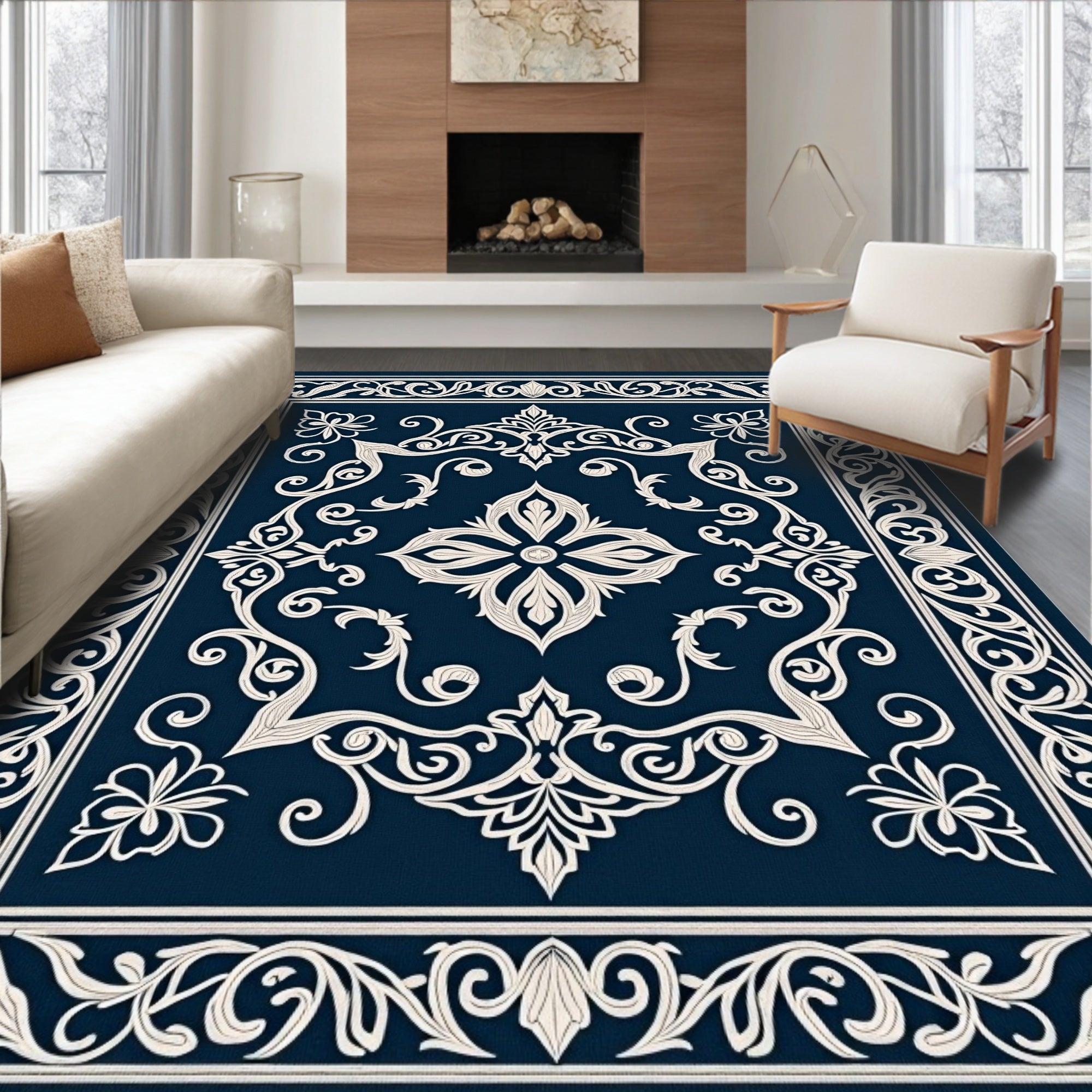 Classic Floral Border Medallion Rug