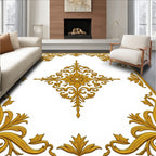 Ornate Gold Floral Scrollwork Rug