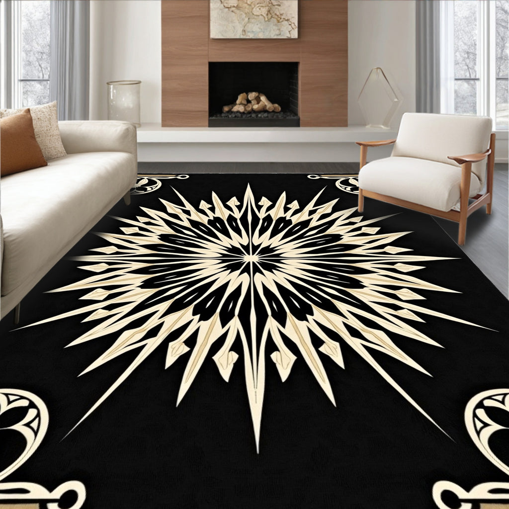 Ornate Starburst With Floral Accents Rug