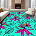 Tropical Orchid Leaf Pattern Rug