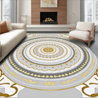 Ornate Gold Gray Mandala Pattern Rug