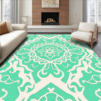 Mint And Cream Intricate Damask Rug