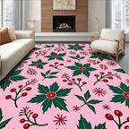 Festive Holly Berry Branch Collage Rug