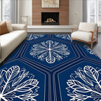 Deep Blue Hexagon Floral Medallion Rug