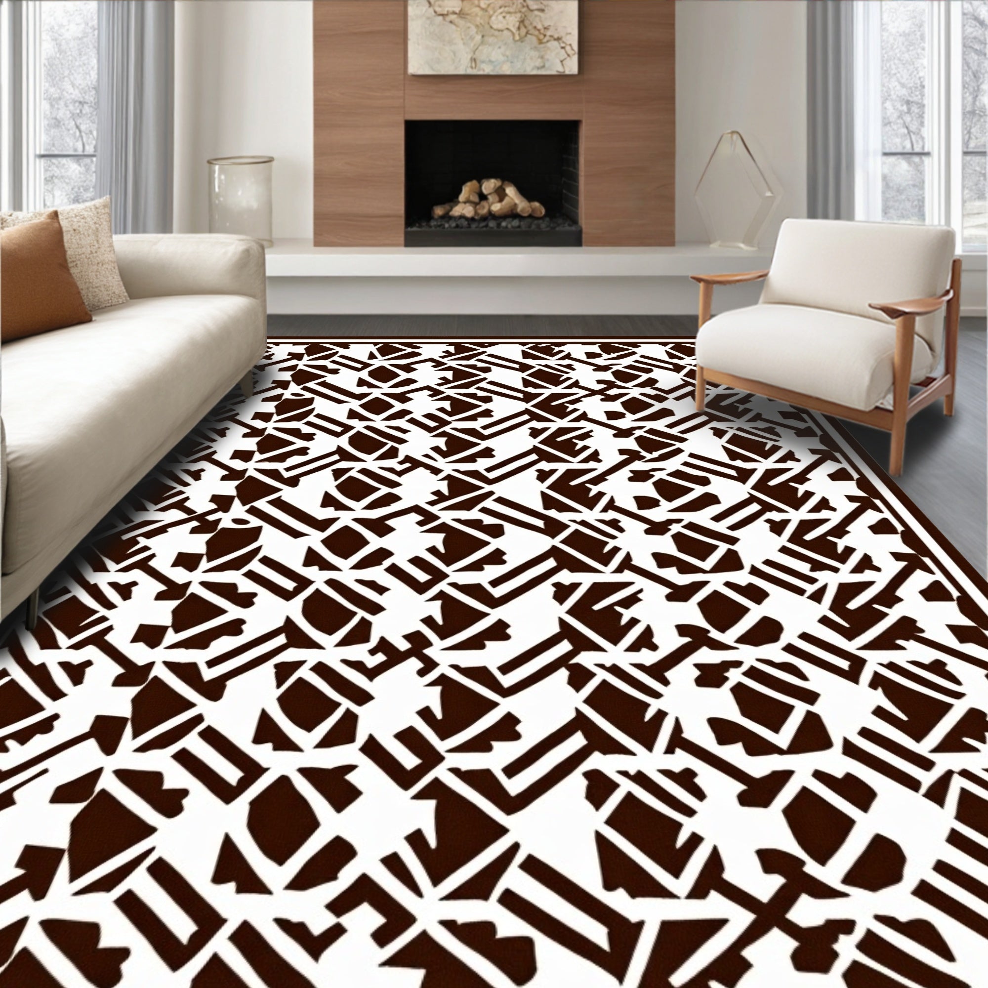 Abstract Geometric Block Pattern Rug