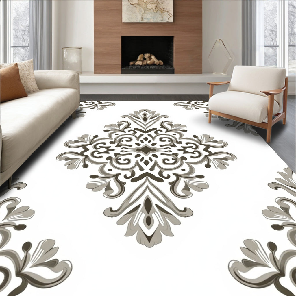 Traditional Floral Damask Pattern Rug