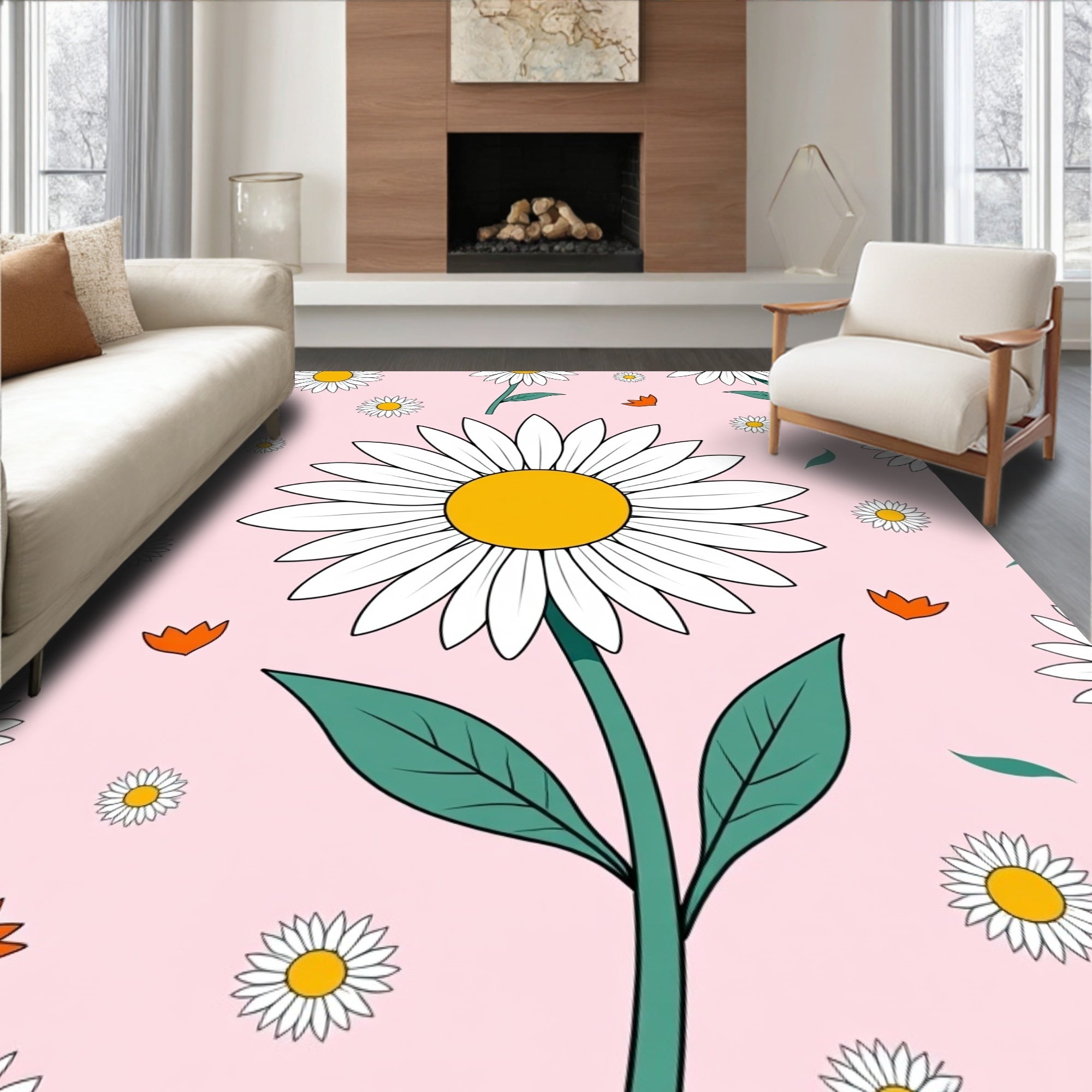 Daisy Pattern With Happy Vibe Rug