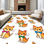 Cute Orange Cats with Bow Ties Pattern Rug