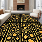 Abstract Geometric Pattern Yellow Black Rug