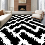 Sharp Geometric Black White Pattern Rug