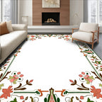 Ornate Floral Vine Border Design Rug