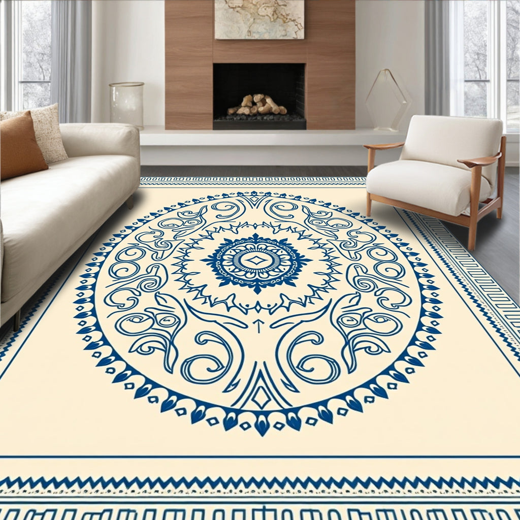 Circular Ink Mandala Pattern Rug
