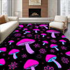 Vivid Magenta Mushroom Flower Pattern Rug