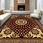 Ornate Floral Mandala Deep Red Rug