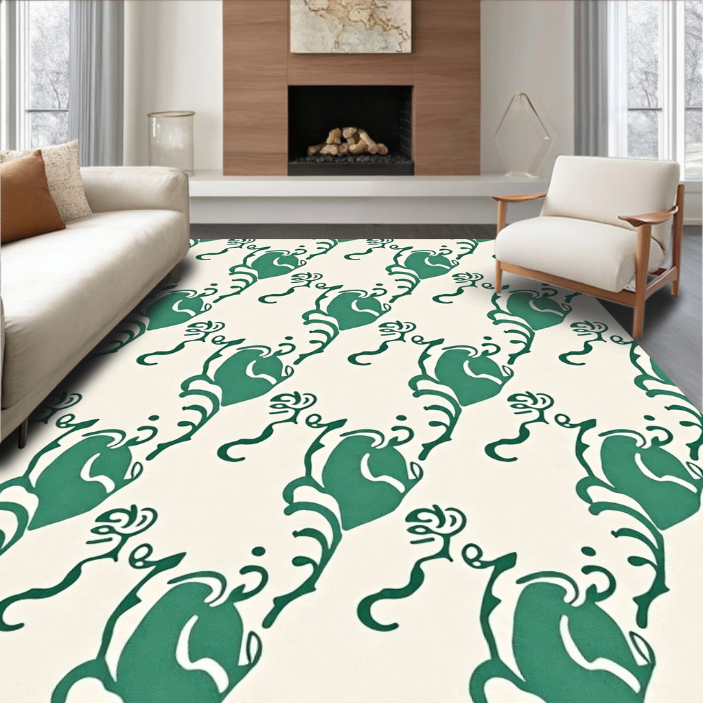Elegant Verdant Floral Damask Rug