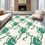Elegant Verdant Floral Damask Rug