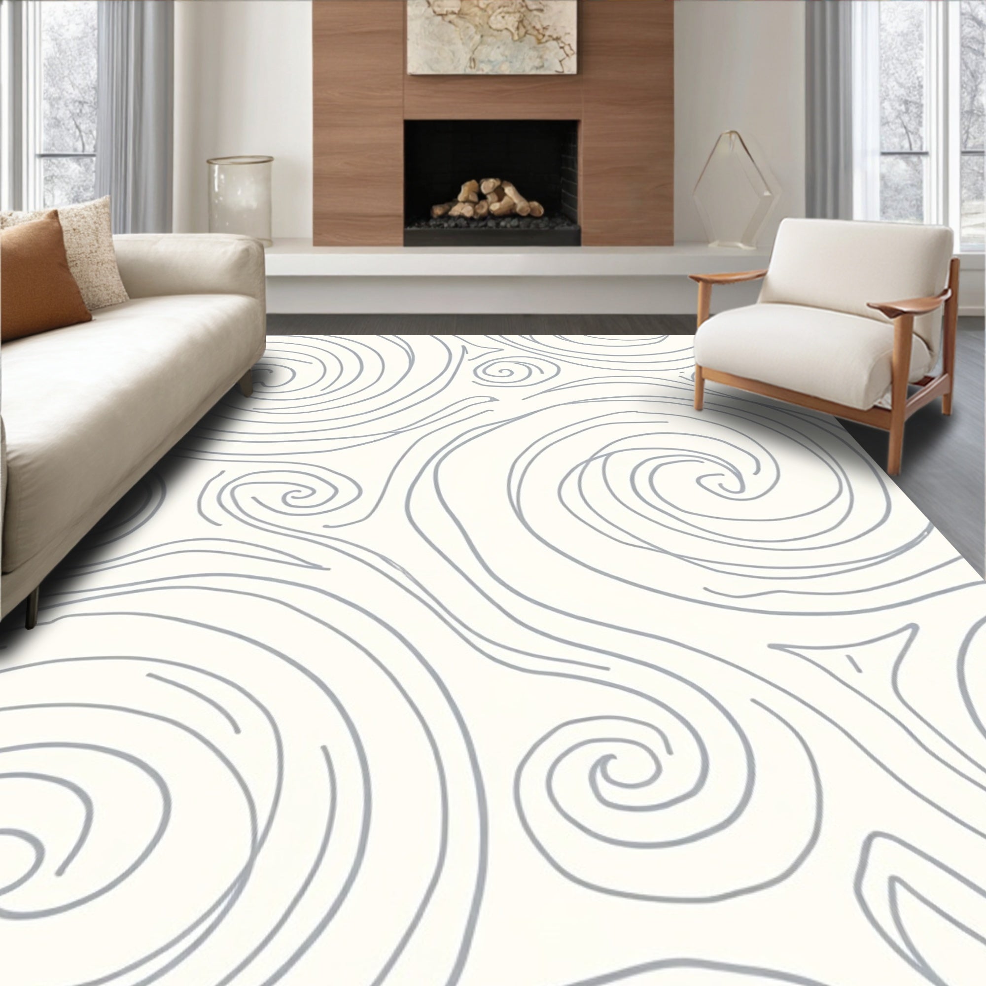 Abstract Swirls Organic Pattern Rug