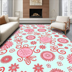 Whimsical Floral Pattern In Pink Rug