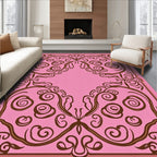 Pink Floral Swirl Pattern Rug
