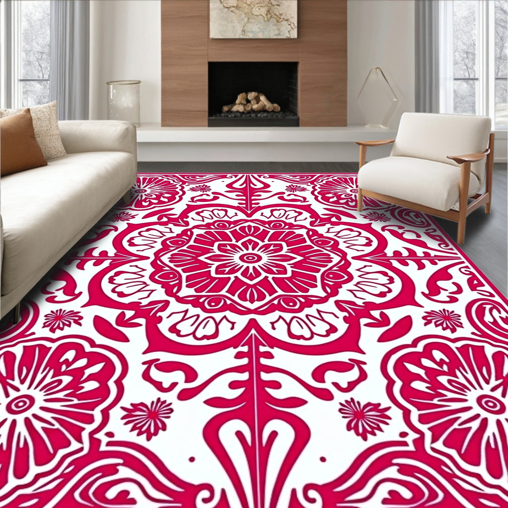 Bold Floral Mandala Decorative Rug