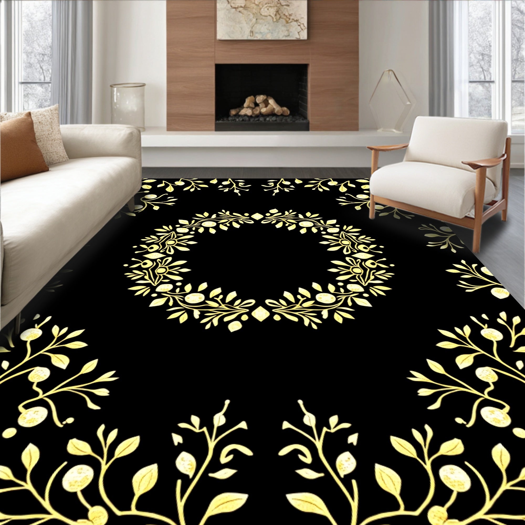 Golden Wreath Botanical Accents Rug