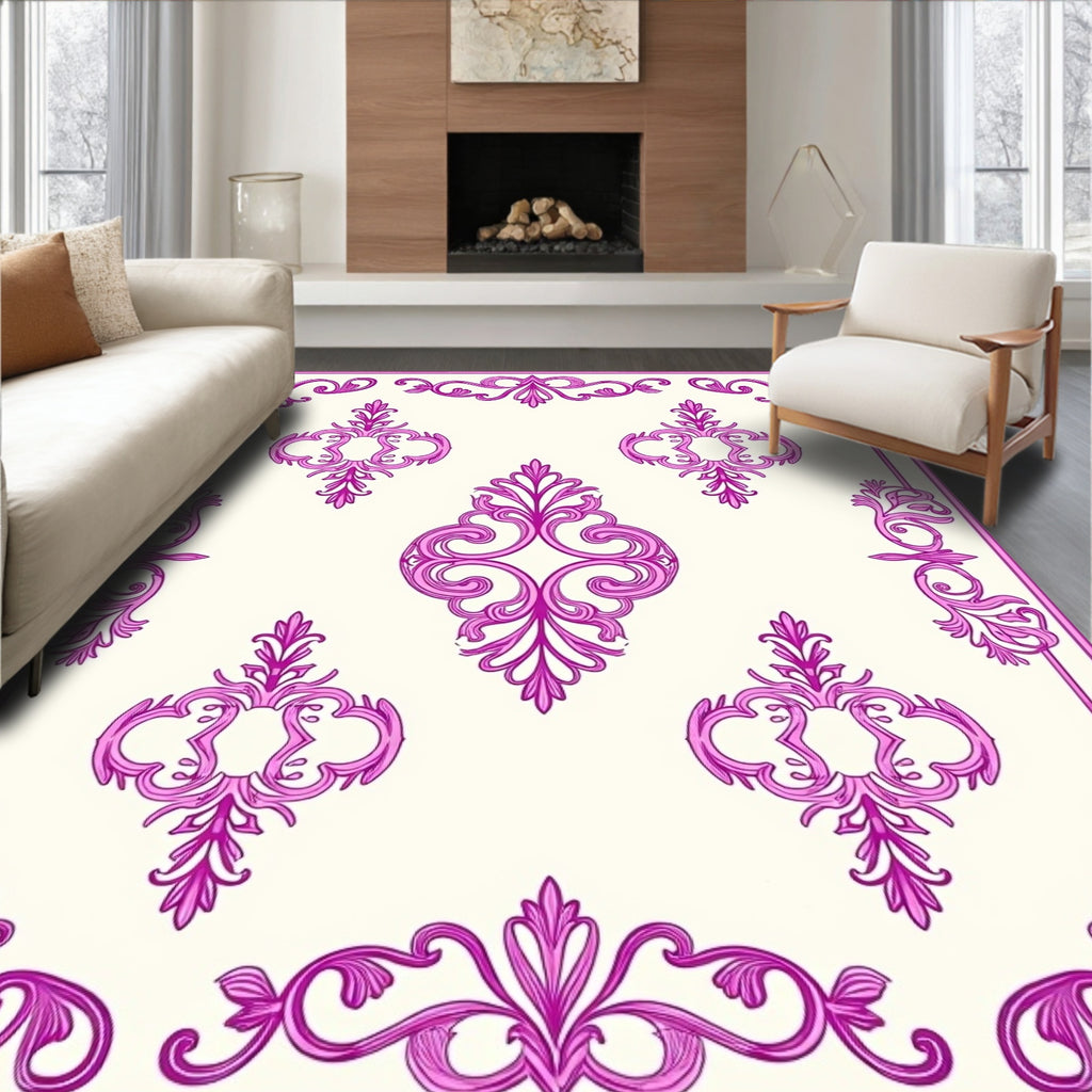 Ornate Floral Scrollwork Pattern Rug