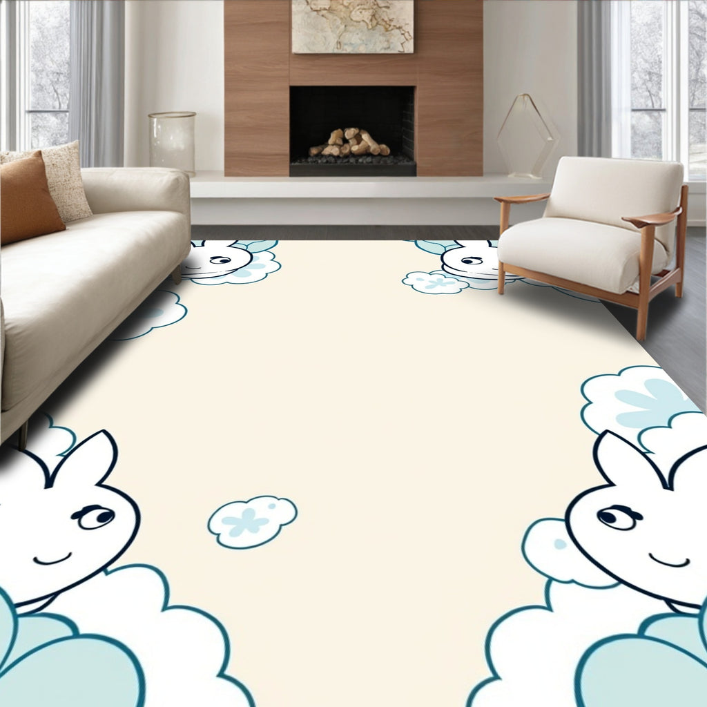 Cute Bunny Cloud Pattern Design Rug