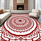 Traditional Red Intricate Mandala Pattern Rug