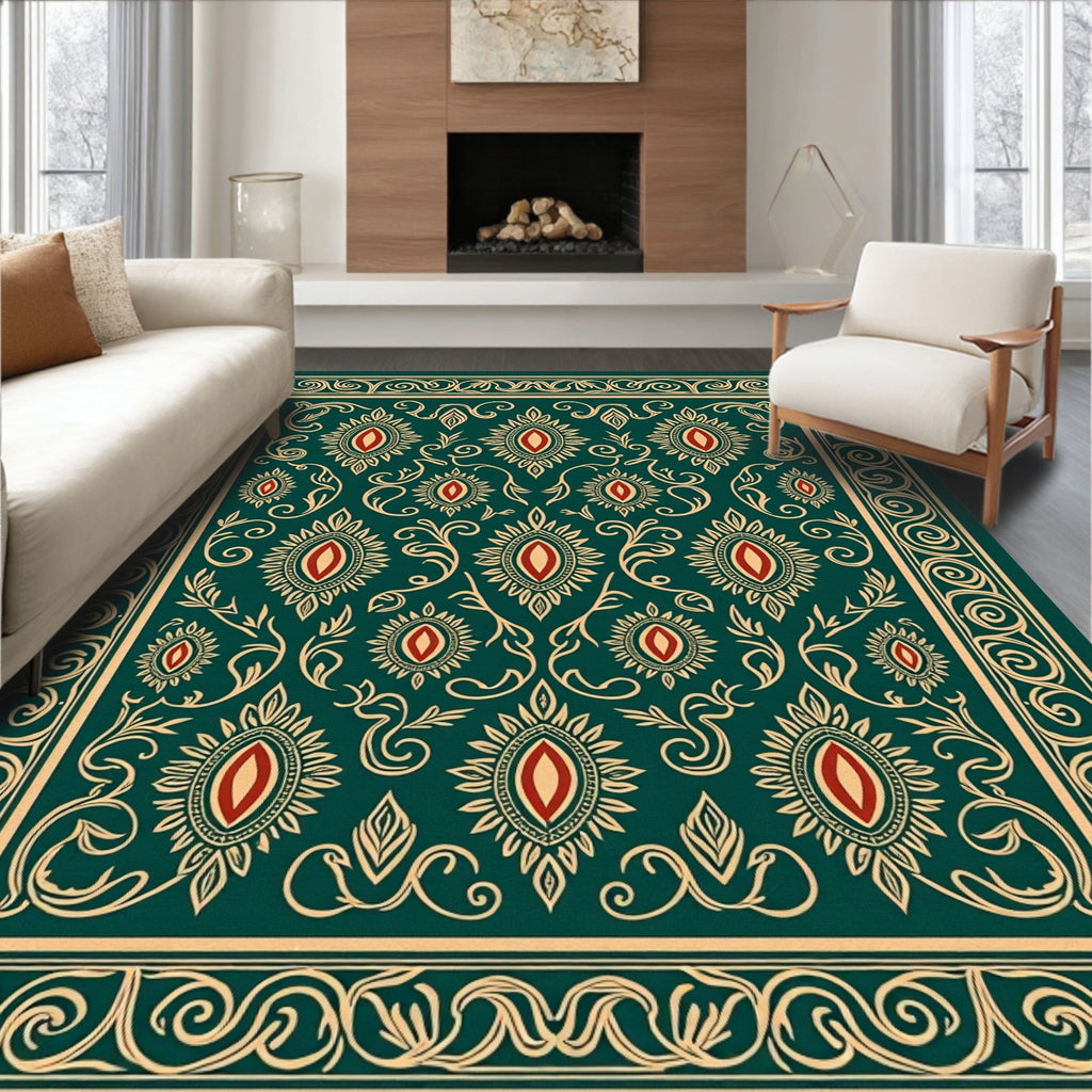 Emerald Jewel Floral Pattern Rug