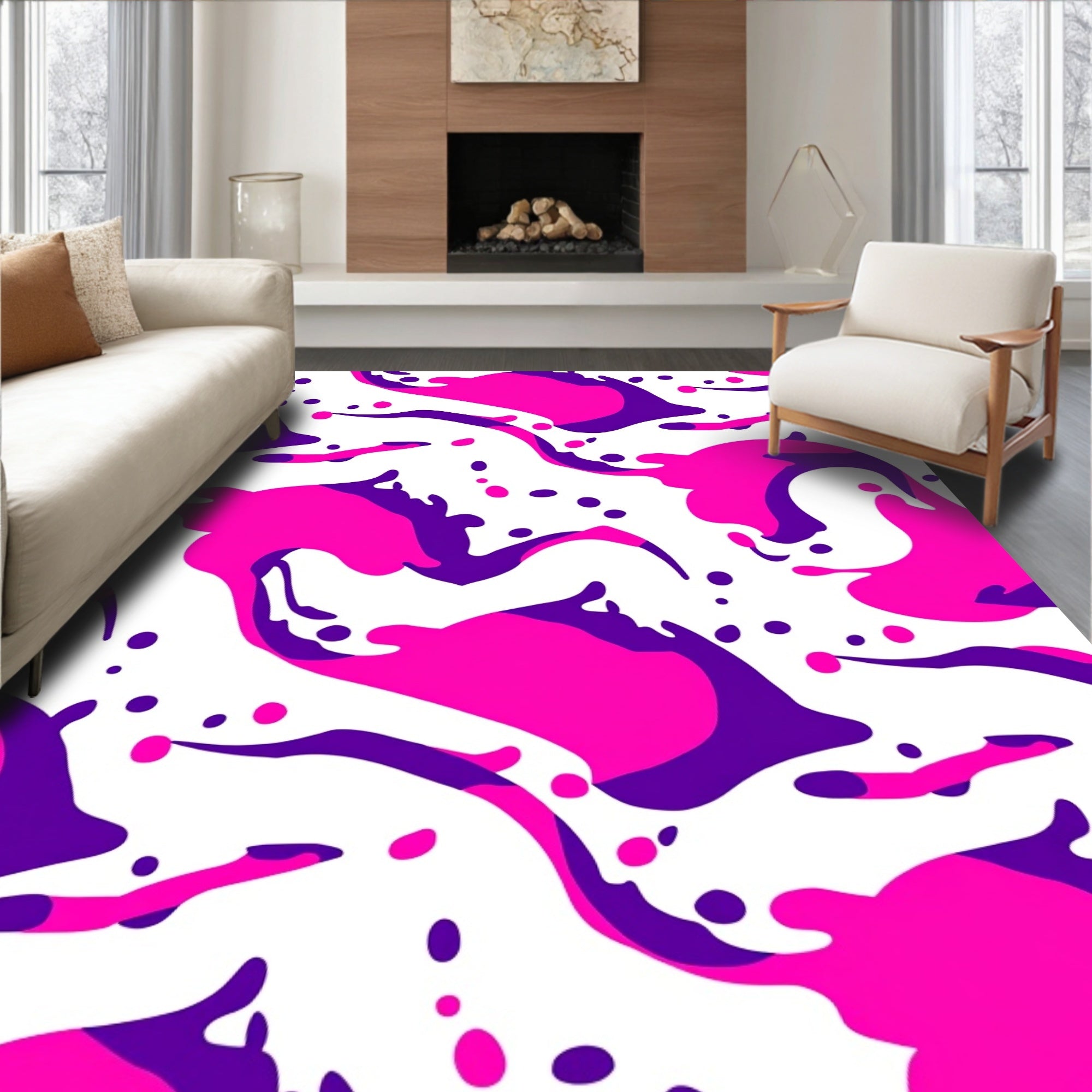 Vibrant Ink Splatter Abstract Design Rug