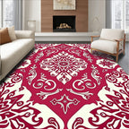 Crimson Ivory Vintage Damask Pattern Rug