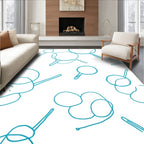 Teal Blob Cluster Line Art Rug