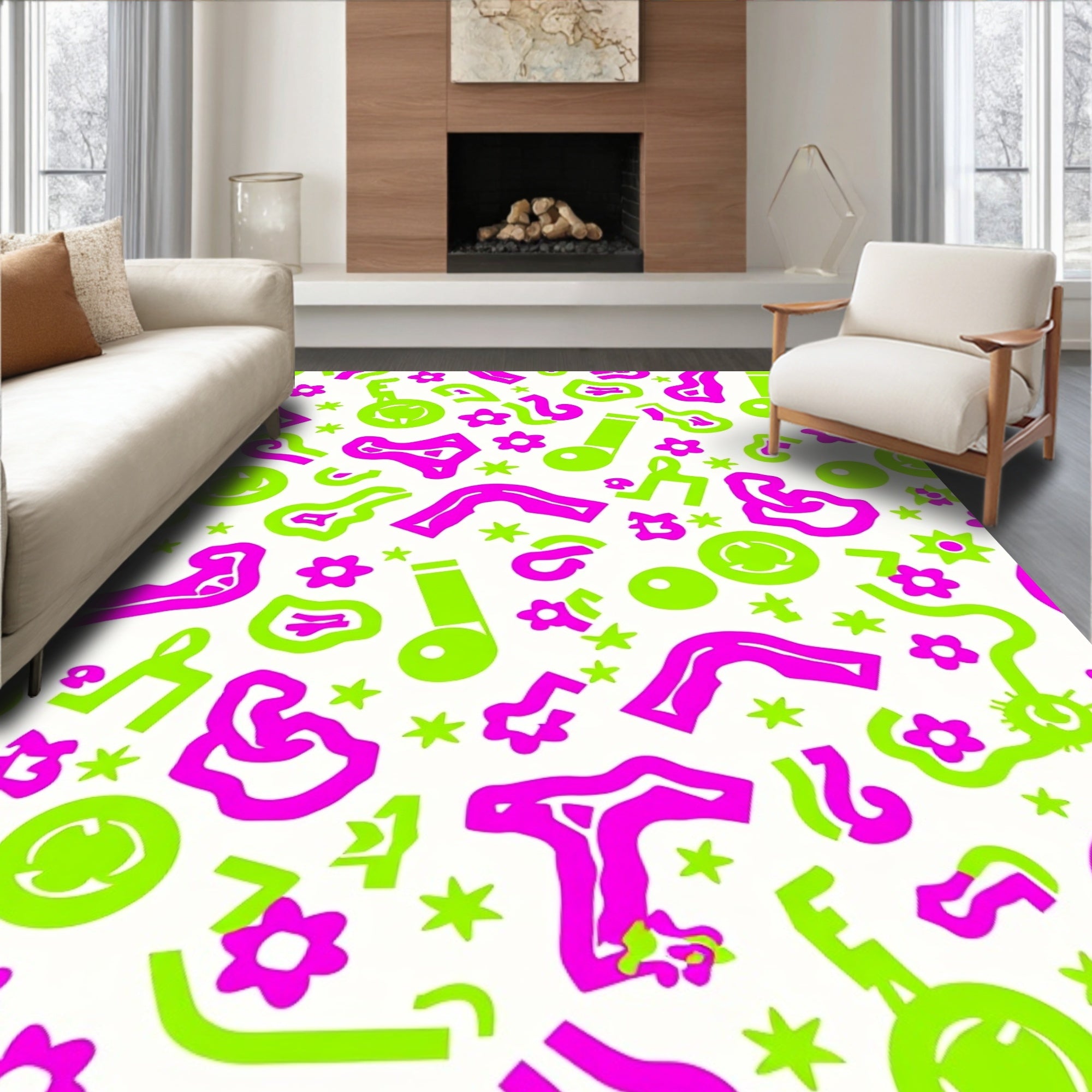 Bright Abstract Shapes Pattern Rug