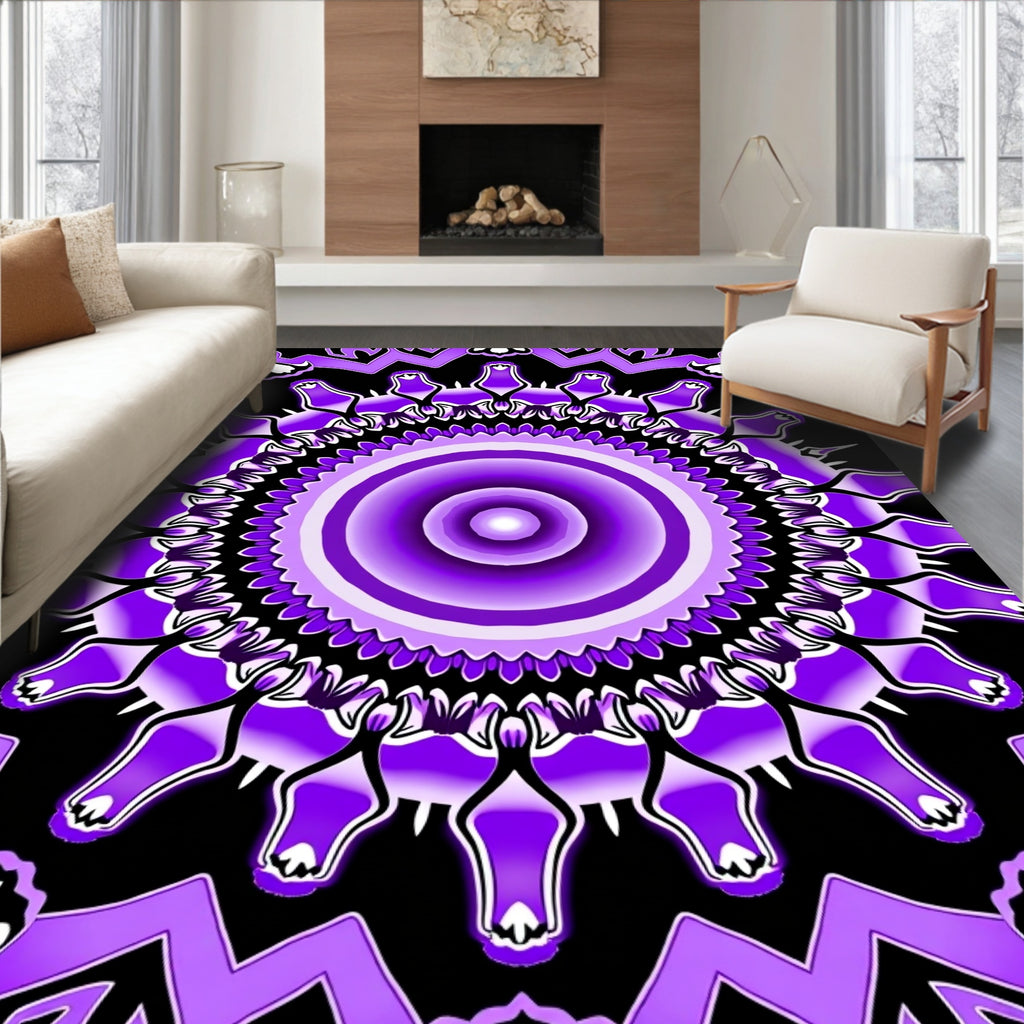 Abstract Violet Mandala Pattern Rug