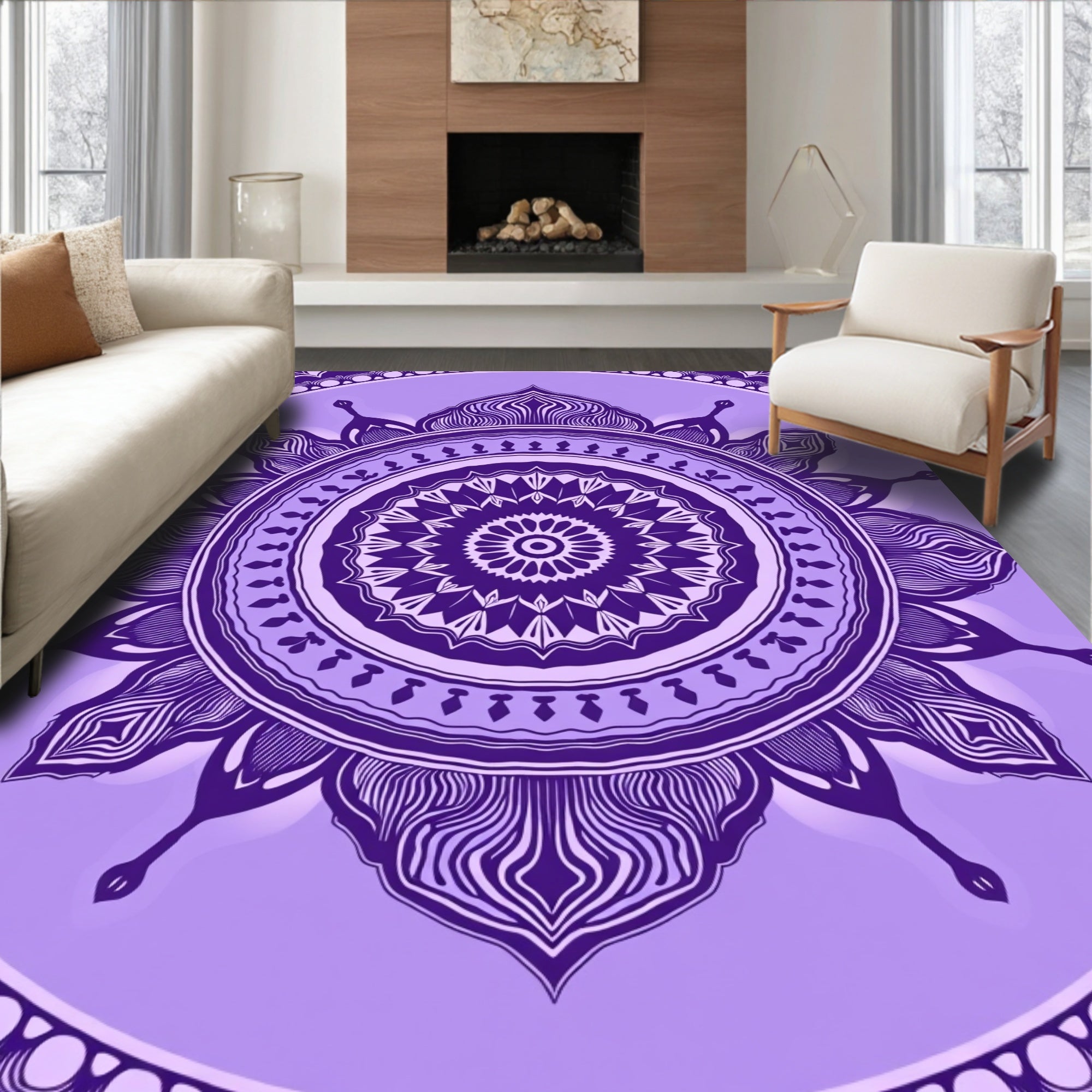Circular Intricate Mandala Pattern Rug