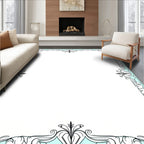 Ornate Scrollwork and Floral Border Design Rug