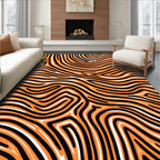 Bold Orange Black Swirl Pattern Rug
