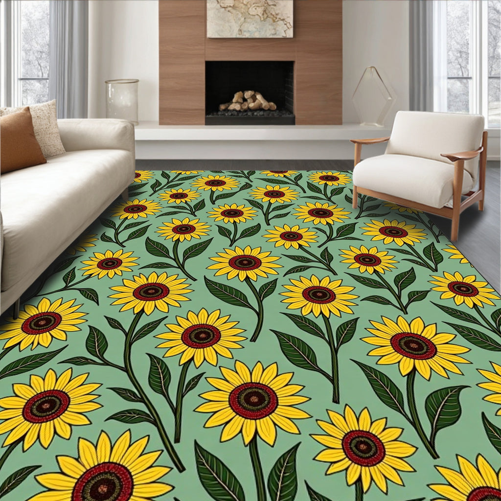 Yellow Sunflower Garden Pattern Rug