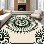 Intricate Dark Green Mandala Pattern Rug