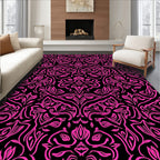 Bright Pink Floral Damask Pattern Rug