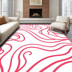 Crimson Wavy Flowing Lines Rug
