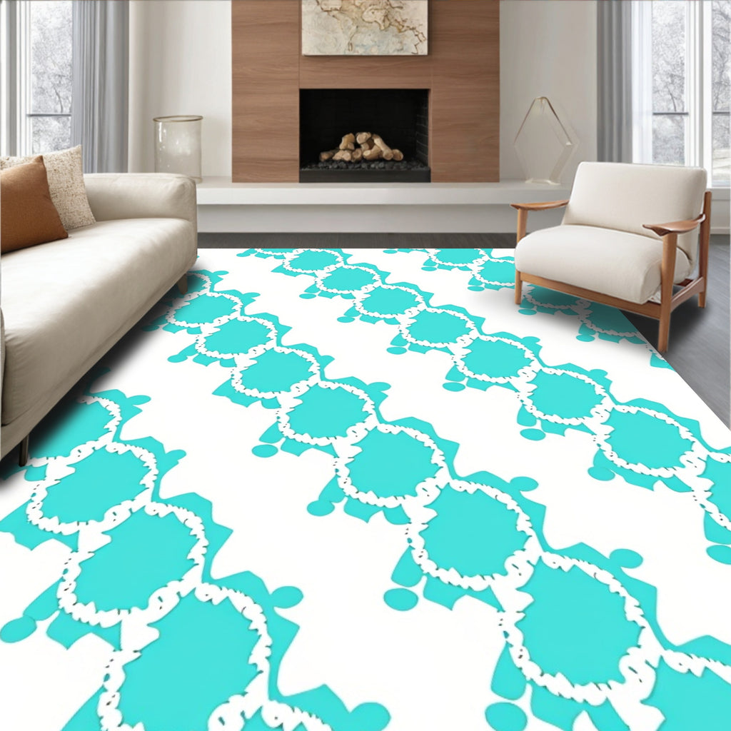 Flowing Turquoise Teal Pattern Rug