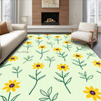 Yellow Floral Whimsical Pattern Rug